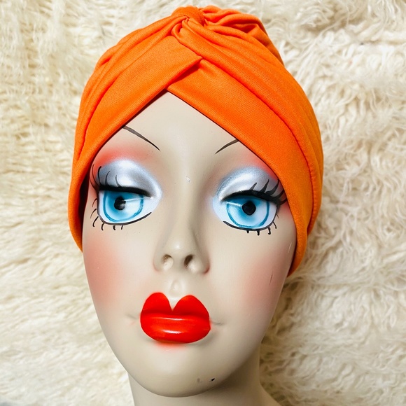 Stunning Orange vintage, retro pinup style turban - Picture 3 of 3